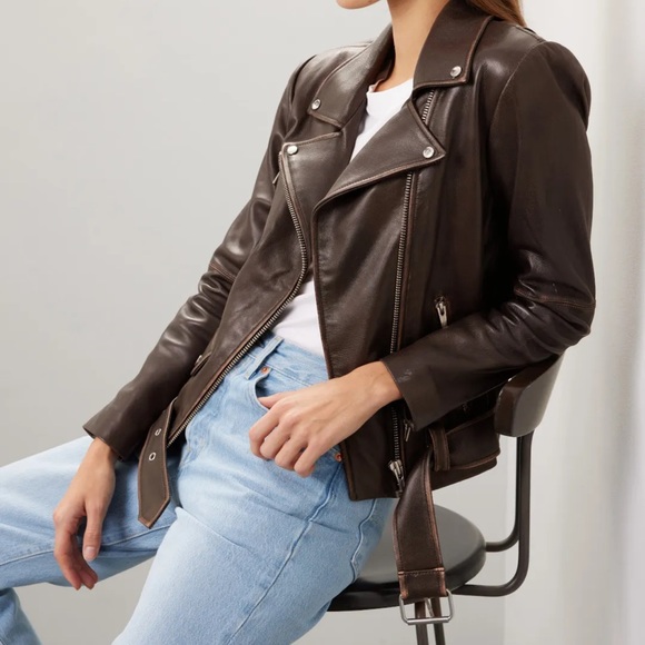 VEDA Classic Leather Moto Jacket in Size XS - Picture 4 of 13